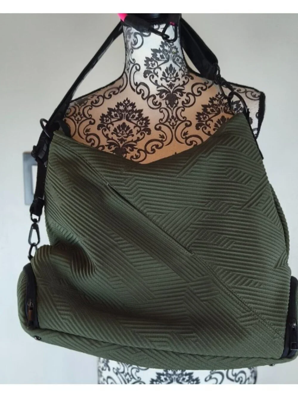: Go Dash Dot Infinity Bag Olive Green Hobo Tote Gym Yoga Travel Shoulder Purse